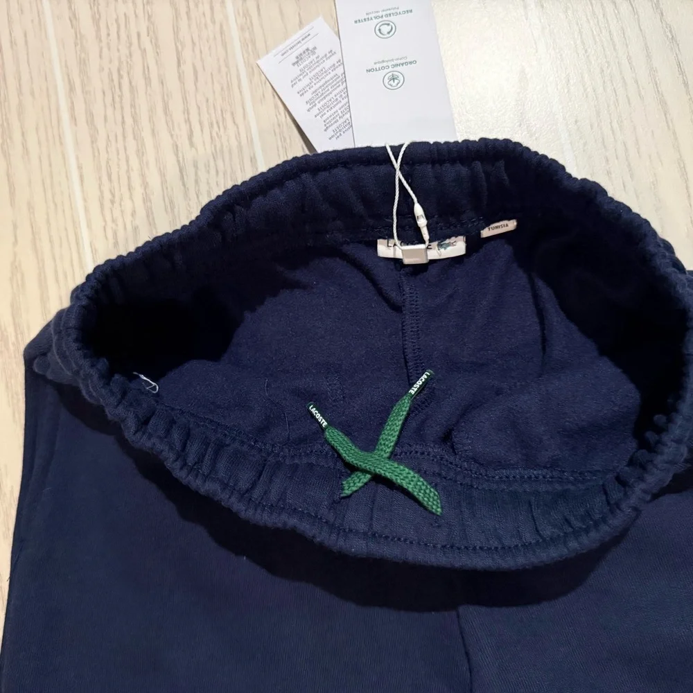 Lacoste Boys 10 Navy Core Fleece Shorts Logo Athletic NWT - Picture 10 of 14